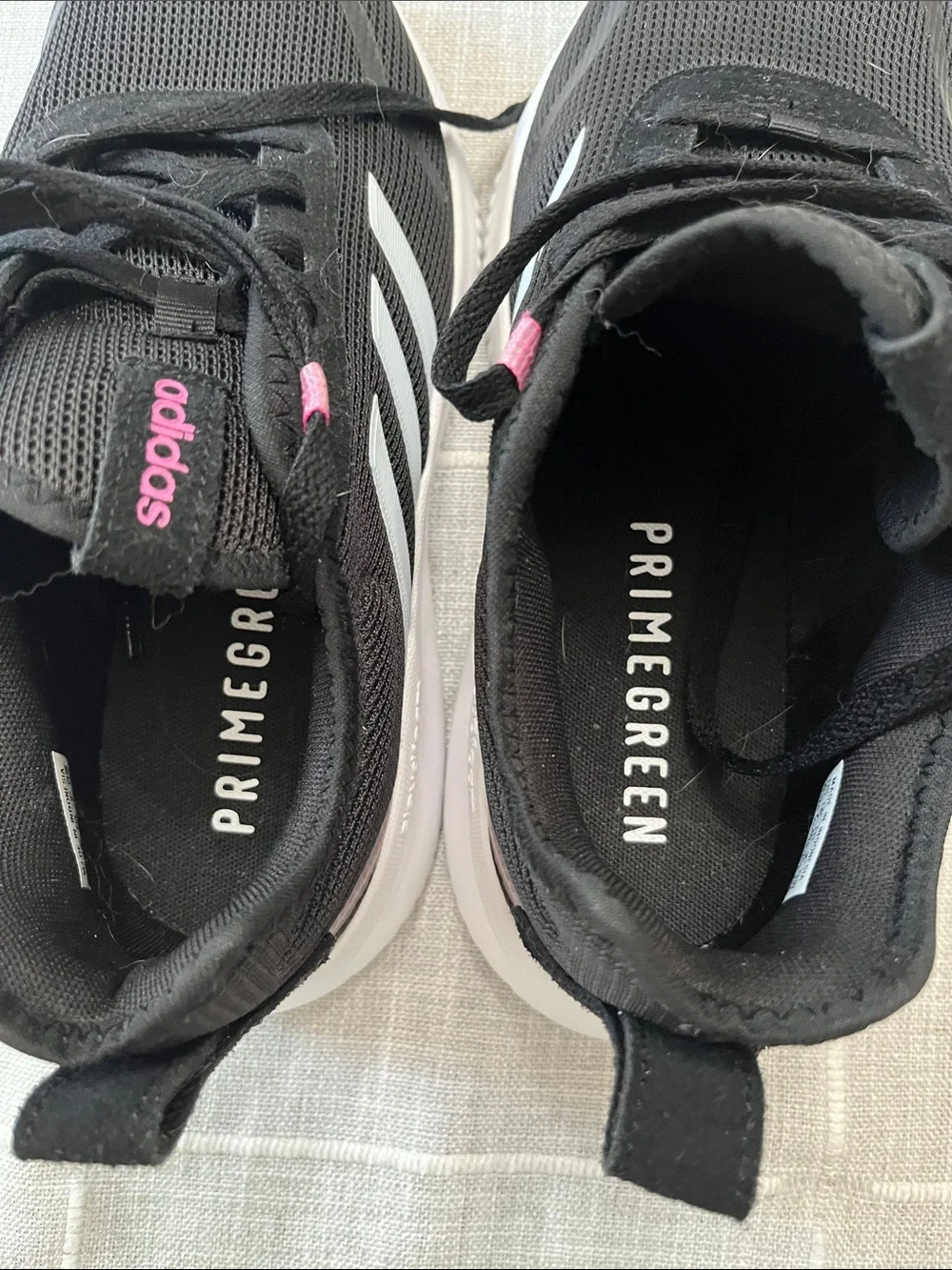 ADIDAS Women’s Black Mesh Sneakers with Pink Accents